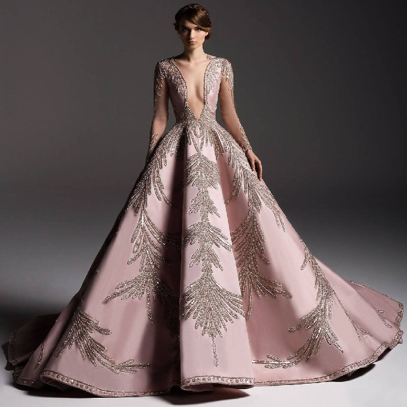 Bohemian Coachella Outfits Gilding Large Sleeve Dress Banquet Sexy Evening Dress