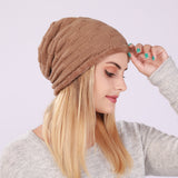 Women Winter Hats Men and Women Sleeve Cap Autumn and Winter Knitting Checkered Month Warm Wool Hat