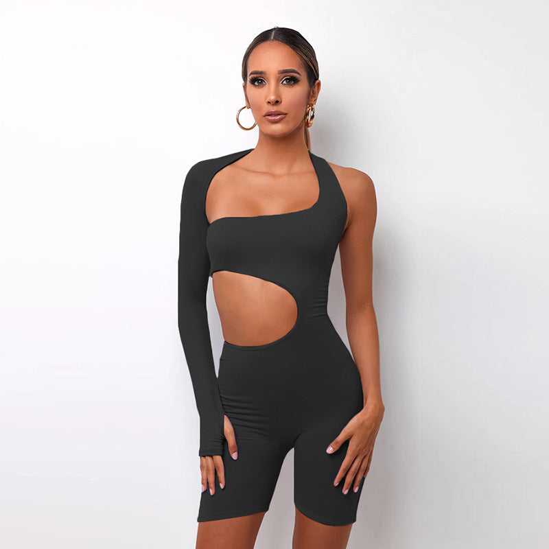 Autumn Summer Long-Sleeve Sexy Cutout Sports Jumpsuit