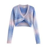 Women Fall Fall Cotton Candy Rendering Soft Glutinous Idle Style Sweater Short Top