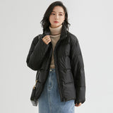 Women Winter Coats Puffer Jacket Down Coat Female Thin Lightweight Short Type Stand Collar Autumn and Winter White Duck Down Coat