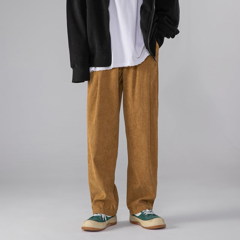 Mens Corduroy Pants Warm-Keeping Pants Loose Student Straight Wide Leg Thickened Casual Pants for Women
