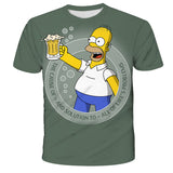 Homer Simpson Shirt Summer Digital Printing Loose Short Sleeve