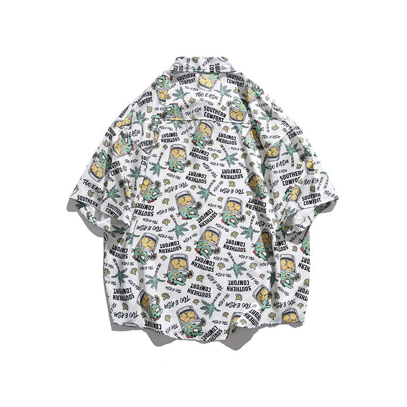 Men T Shitrs Summer Men's Cartoon Printing Lapel Shirt