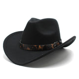 Cowboy Hats Belt Cowboy Hat Autumn and Winter Woolen Hat for Men and Women Fedora Hat