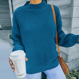 Women's Fall Outfits Sweater Women's Autumn and Winter Half-High Collar Long Sleeve Loose Sweater