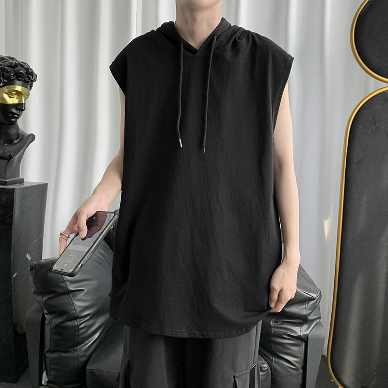 Men Sweatshirts Sleeveless T-shirt Men's Loose Short Sleeve