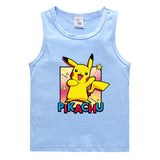 Children Pokemon Pikachu T Shirt Cotton Leisure Sports Sweat-Absorbent Vest