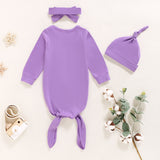 Knotted Baby Gown-Cartoon Long Sleeve Pullover Casual One-Piece Pink Pajamas