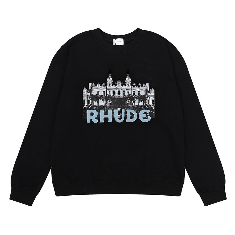 Rhude Hoodie Castle Print Casual round Neck Sweater