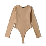 Women Fall Fall Four-Color round Neck Corset Leotard Slim Fit Bottoming Top