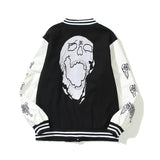 Brown Varsity Jacket Revenge Varsity Jacket Skull Embroidery Leather Sleeve Stitching Baseball Uniform Cotton Clothes Jacket Coat
