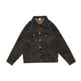 Men Denim Coat Jean Jackets Tooling Style Camouflage Denim Jacket Men's Loose Lapels Jacket Autumn Denim Coat