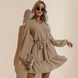 Women's Fall Outfits Long-Sleeved Dress Short Skirt