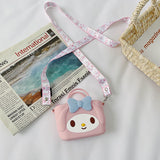 My Melody Bag Cartoon Kitty Kid's Messenger Bag Cute Silicone Wide Shoulder Strap Parent-Child Bag Candy Color Girls' Coin Purse Kulomi