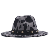 Top Hat Cows Pattern Woolen Hat Female Fedora Fedora Hat Outdoor Travel Hat