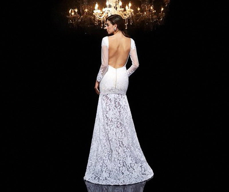 Bridesmaid Dress Autumn and Winter Women's Dress Hip-Wrapped Evening Dress