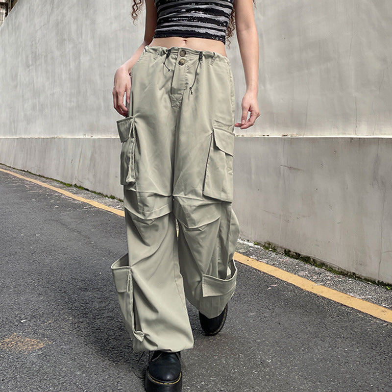 Julia Fox Low Rise Trousers Low Waist Loose Wide-Leg Casual Pants Trousers