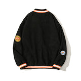 Baby Blue Varsity Jacket Retro Bear Embroidery Baseball Uniform Loose Casual Jacket
