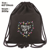 Stranger Things Hellfire Club Handbag Travel Backpack Outdoor Large Capacity Portable Drawstring Backpack Drawstring Bag