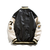 Green Varsity Jacket Autumn Baseball Uniform Campus Student Color Contrast Patchwork Letter Embroidered Jacket Men