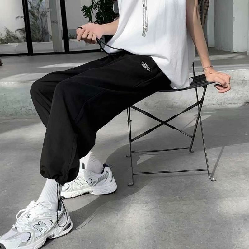 Men Pants Summer Ankle Banded Pants Men's Loose Casual Pants