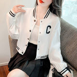 Cream Color Varsity Jacket Baseball Uniform