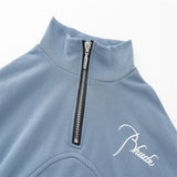 Rhude Hoodie Autumn Winter Retro Stand Collar Half Zip Embroidery Stitching Sweatshirt