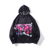 Mens Fall Outfits Hooded Sweater Men's and Women's High Street Vintage Printed Sports Hoodie Coat