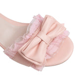 Flat Dress Sandals Summer Low Heel Bow Buckle Sandals for Women