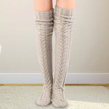 Winter Thick Knit Thigh High Socks Long Stockings Boot Autumn and Winter Knitting over the Knee Stockings