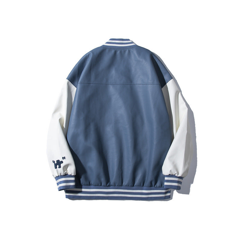 Baby Blue Varsity Jacket Baggy Coat Men's and Women's Jacket Autumn Baseball Uniform