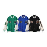 Baby Blue Varsity Jacket Retro Street Hip Hop Jacket Men Baggy Coat