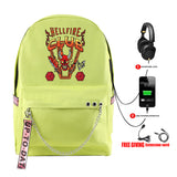 Stranger Things Hellfire Club Backpack Anime Peripheral Stranger Things Backpack Travel Bag USB Charging