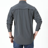 Men's Habit Shirts Spring Long Sleeve Shirt Men's Solid Color Short Sleeve Casual Men's