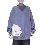Men Sweatshirts Cartoon Hoodless Sweater Men's Spring and Autumn Sports round Neck