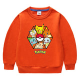 Children Pokemon Pikachu Hoodie round Neck Sweater Cotton Neutral