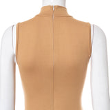 Summer Solid Color Sleeveless High Collar Sexy Tight Jumpsuit