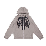 Skeleton Varsity Jacket Printed Hoodie Men's Loose Jacket