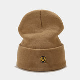 Smiley Face Cap Cute Smiling Face Embroidery Knitted Hat