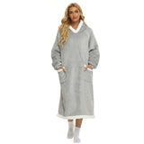 Hoodies Blankets Large Pocket Lazy Blanket Fleece Lamb Wool Bathrobe