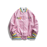 Baby Blue Varsity Jacket Color Letter Printed Baseball Jacket for Men