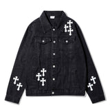 Men Denim Coat Jean Jackets Cross Patch Denim Jacket Men's Dark Polo Collar Jacket Denim Jacket