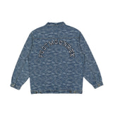 Men Denim Coat Jean Jackets Paisley Washed Do the Old Cowboy Coat Men's Vintage Loose Lapels Denim Jacket