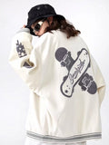 Cream Color Varsity Jacket Oversize Jacket Baseball Uniform