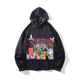 Mens Fall Outfits Hooded Sweater Men's and Women's High Street Vintage Printed Sports Hoodie Coat