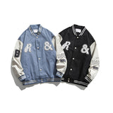 Black Varsity Jacket Autumn Towel Embroidered Jacket Jacket Casual Loose Baseball Uniform Top for Men