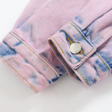 Men Denim Coat Jean Jackets Washed Distressed Tie-Dyed Denim Jacket Men Harajuku Style Loose Lapels Jacket Vintage Denim Jacket