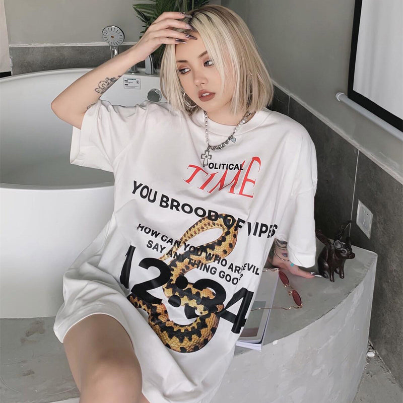 Rrr123 T Shirt Matthew Viper Vintage Print Distressed Loose-Fitting Casual T-shirt
