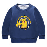 Children Pokemon Pikachu Hoodie Brushed Hoody Double Layer Thickened